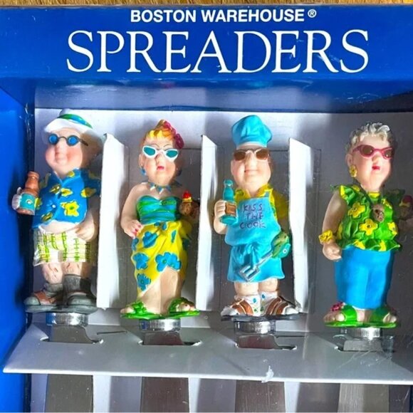NIB Vtg SPREADERS 4 FUN PARTY PEOPLE picnic table, barbecue, poolside snacks - Picture 2 of 14